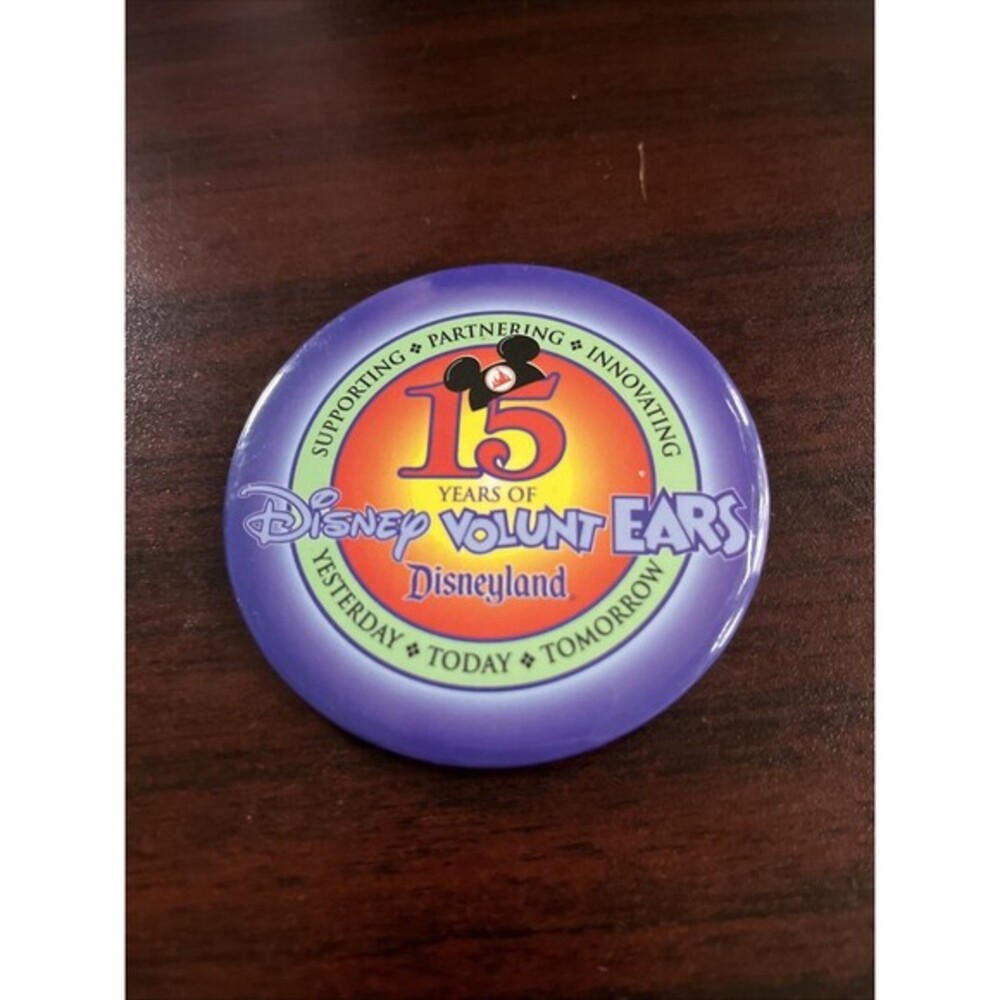 15 Years Of Disneyland VoluntEARS Button Pin